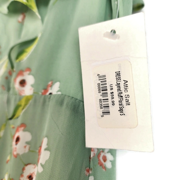 NWT Attic Salt Green Floral Tiered Skirt Maxi Dress - Picture 7 of 9